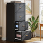 MonoWood 4-Drawer File Cabinet with Lock, Locked File Cabinet with Key, Tall Wooden Filing Cabinets for Home Office