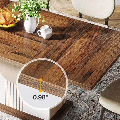 MonoWood 55" Rectangular Dining Table for 4 to 6 People, Farmhouse Wood Dinner Table for Kitchen, Dining Room & Living Room