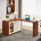 MonoWood L Shaped Computer Desk with Drawers, Modern Corner Home Office Desk with Reversible Storage Cabinet, Long Study Desk