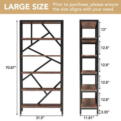MonoWood 71 Inch High Quality Shelving Units Organizer Rack Industrial Wood Open Bookshelf