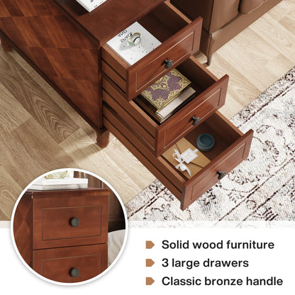MonoWood Wood End Table, Fully Assembled Narrow Side Table with Drawers, Pre-Assembled Nightstand Slim Bedside Table
