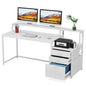MonoWood 63 Inch Computer Desk with File Drawer Cabinet, Ergonomic Office Desk with Monitor Stand, Industrial Computer Table