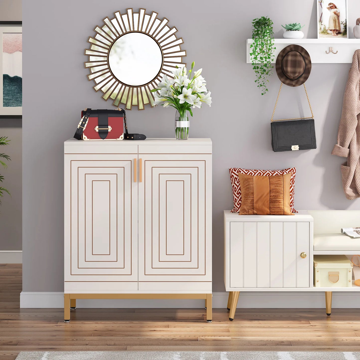 MonoWood WAY TO ORIGIN Shoe Cabinet, 20 Pairs Modern Shoe Storage Cabinet with Doors