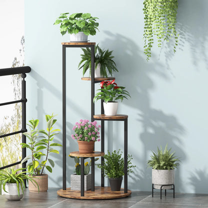 MonoWood Corner Plant Stand Indoor, 4-Tier Tall Plant Shelf Holders for Multiple Potted Plants, Wood Flower Pot Stands