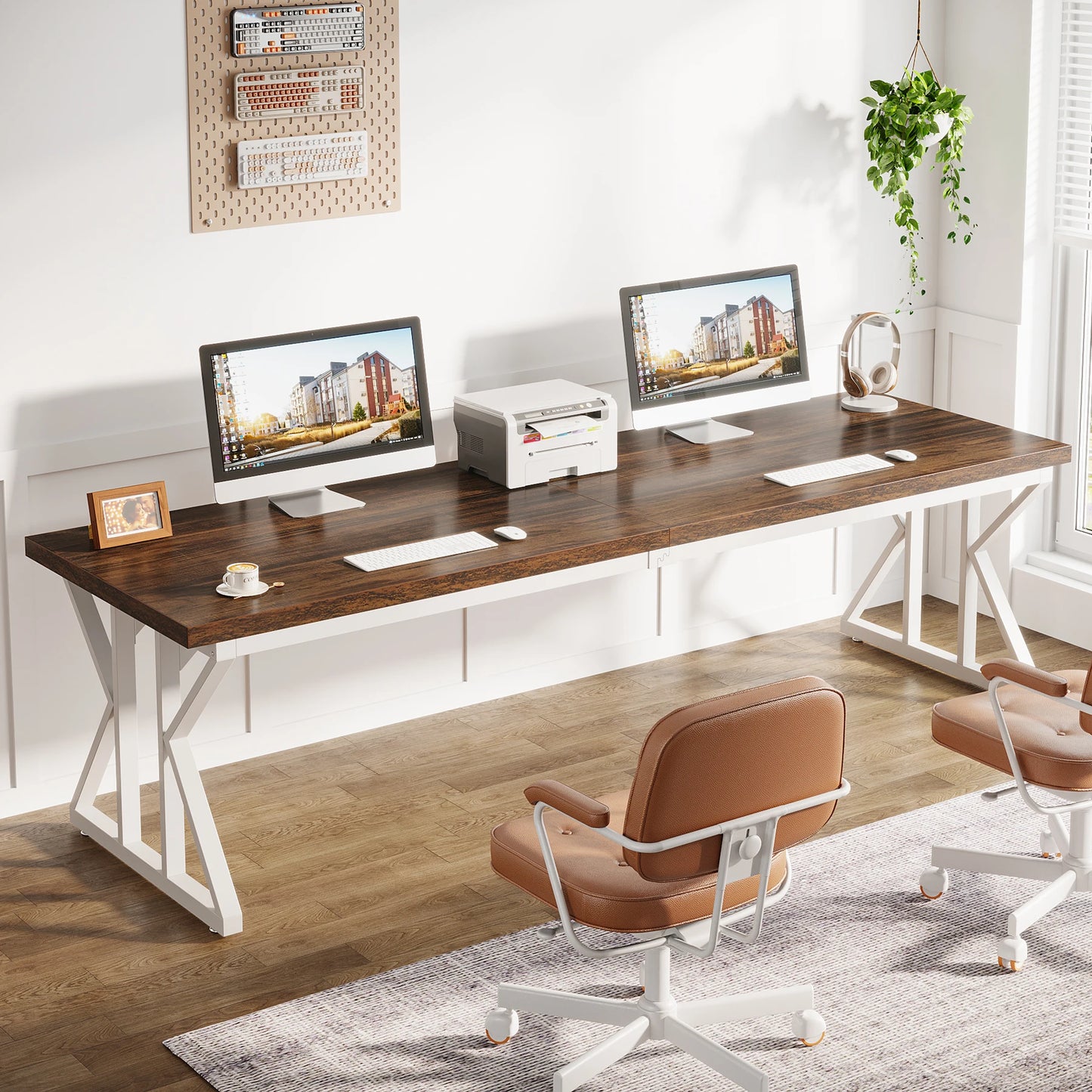 MonoWood 78.7-Inch Executive Desk, Large Computer Office Desk Workstation, Laptop Desk Study Writing Table Business Furniture