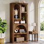 MonoWood 70.87" Tall Geometric Bookshelf, White Arched Bookcase with 5 Irregular Storage Shelves, Modern Open bookcase