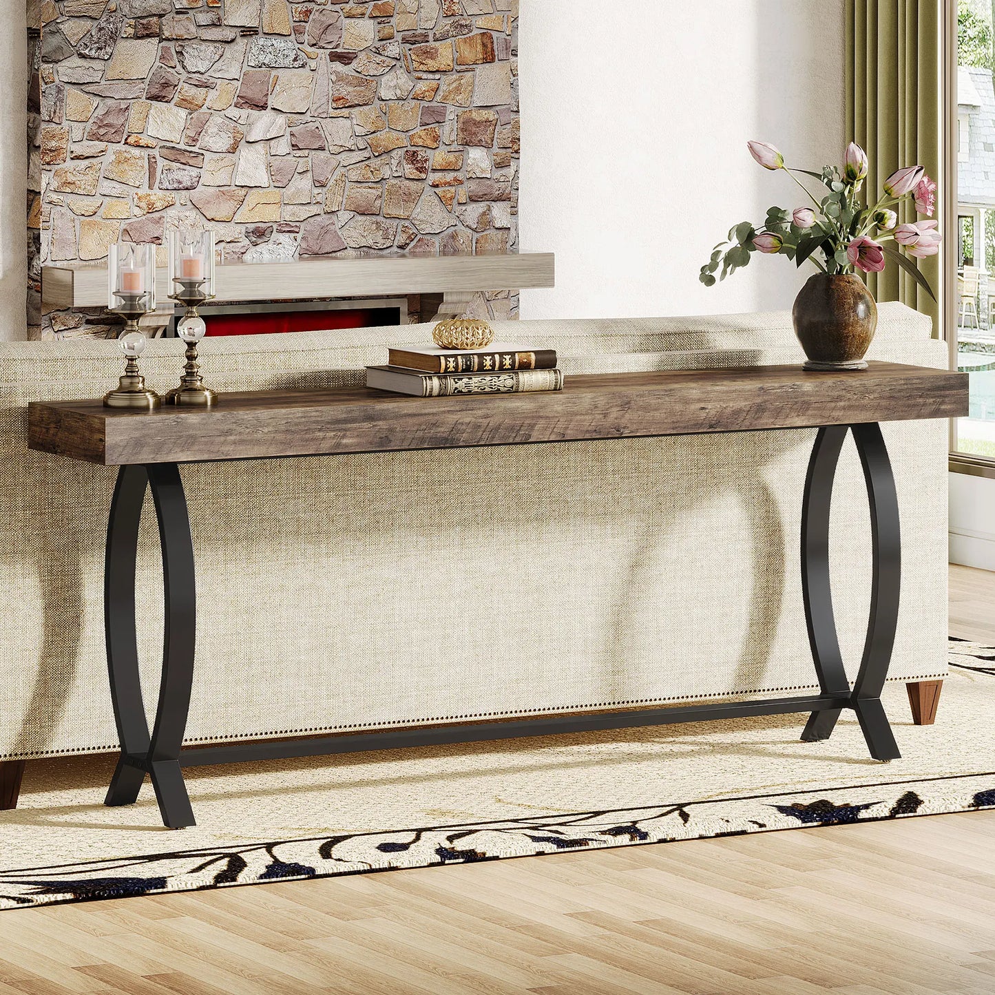 MonoWood Console Foyer Table for Entryway: 70.87-Inch Narrow Long Entryway Entry Table, Farmhouse Sofa Table Behind Couch