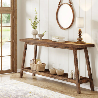MonoWood Farmhouse Console Entryway Table: 70.9 Inches All Wood Console Table for Entrance, Narrow Long Behind Sofa Table