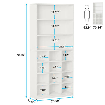 MonoWood Shoe Cabinet, 24 Pair Freestanding Shoe Rack Storage Organizer with Side Hooks, Shoe Storage Cabinet with Shelves