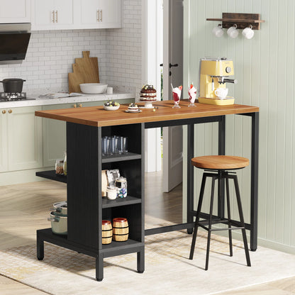 MonoWood Kitchen Island with Shelves, 43 Inch Kitchen Shelf Kitchen Prep Table with 5 Open Storage Shelves and Large Worktop