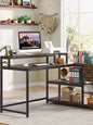 MonoWood Reversible L Shaped Desk with Drawer, Industrial Corner Desk Home Office Table with Shelves and Monitor Stand