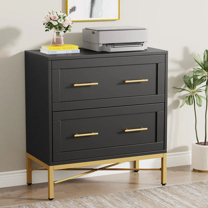 MonoWood 2 Drawer File Cabinet, Modern Lateral Filing Cabinet for Letter/Legal/A4 Size, Large File Storage Cabinets