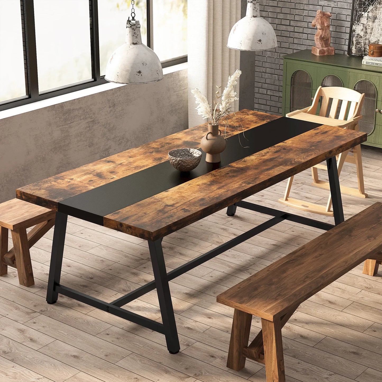 MonoWood Dining Table for 8 People, 70.87" Rectangular Wood Kitchen Table