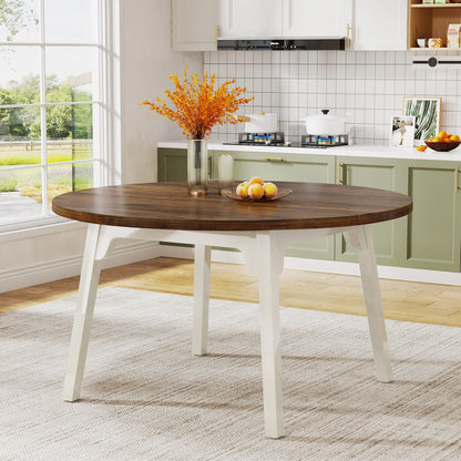 MonoWood Round Dining Table for 4-6 People, 47-Inch Farmhouse Dinning Room Table Circle Kitchen Table