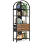 MonoWood 4-Tier Bookshelf with 2 Drawers, Industrial Open Book Shelf Arched Bookcase, 70.8" Tall Storage Shelves Display Rack