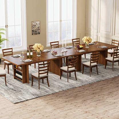 MonoWood Dining Table for 6 to 8, 63-Inch Rectangular Wooden Kitchen Table with Storage, Industrial Dinner Table with Shelves