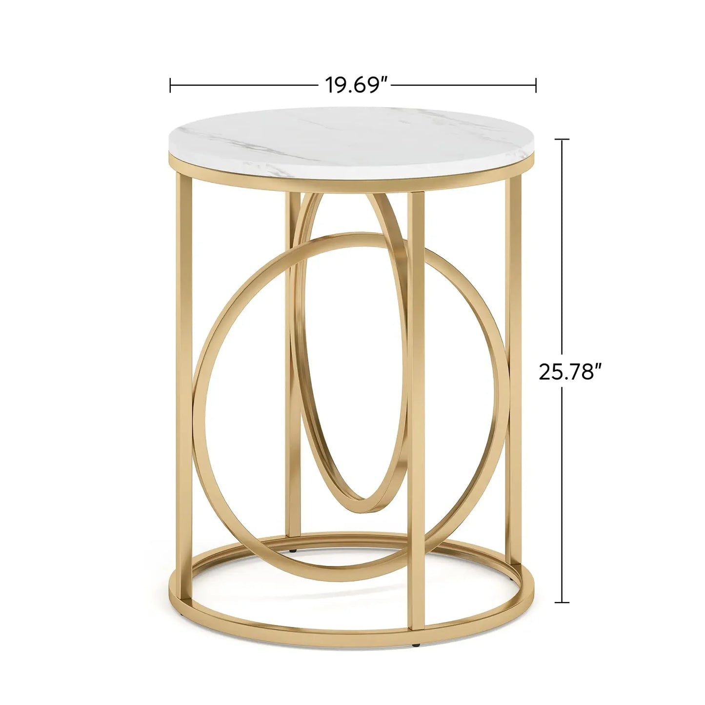 MonoWood Round End Table, 20” Sofa Side Coffee Cocktail Table