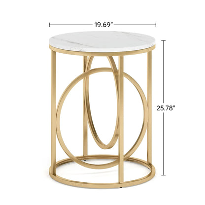 MonoWood Round End Table, 20” Sofa Side Coffee Cocktail Table