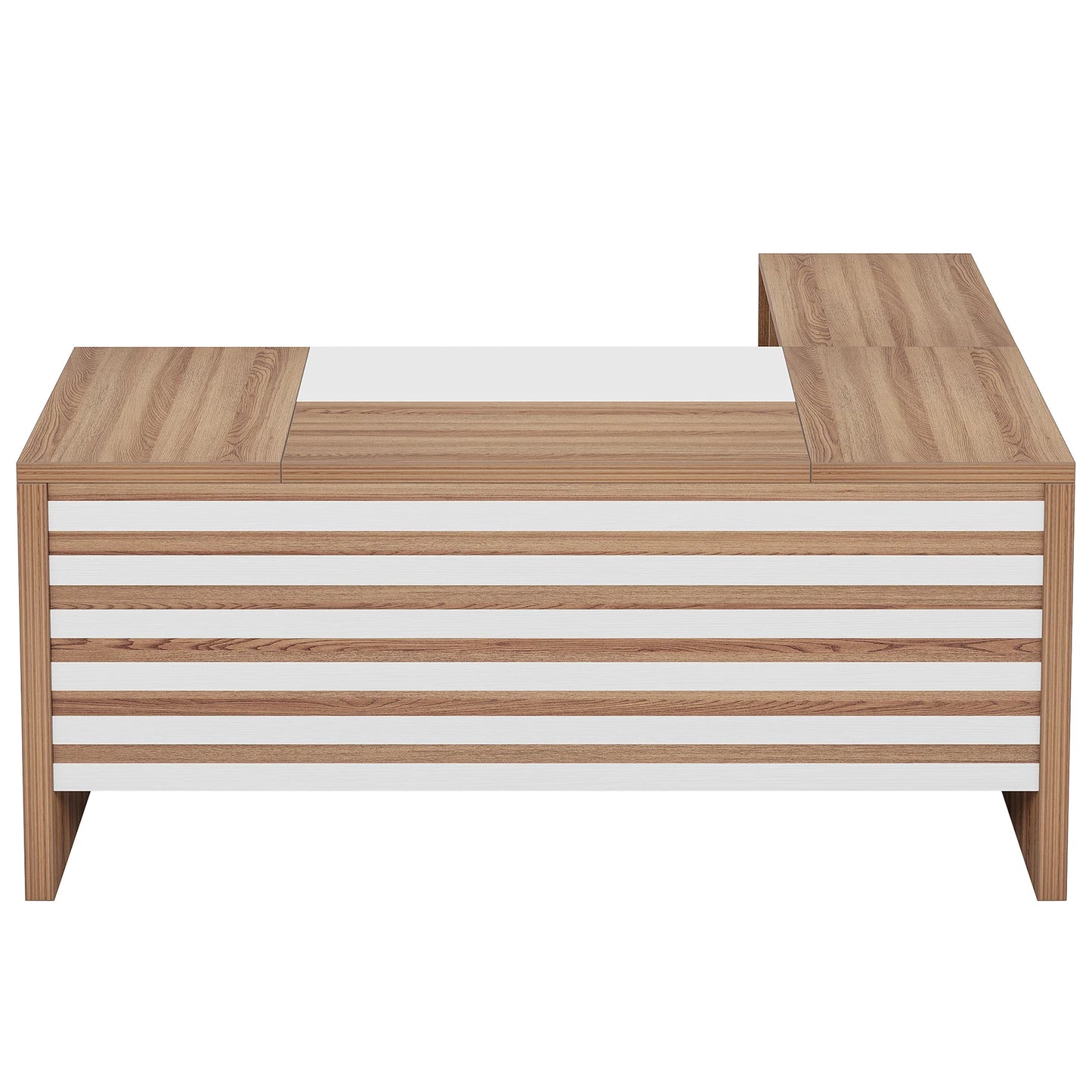 MonoWood 62.2" Executive Desk with Mobile File Cabinet, L-Shaped Office Desk with Storage Shelves, Large Computer Desk