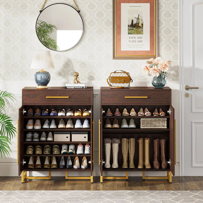 MonoWood Shoe Cabinet with Doors, 20 Pairs Shoe Storage with Drawer for Entryway, Modern Shoe Rack Organizer with Shelves