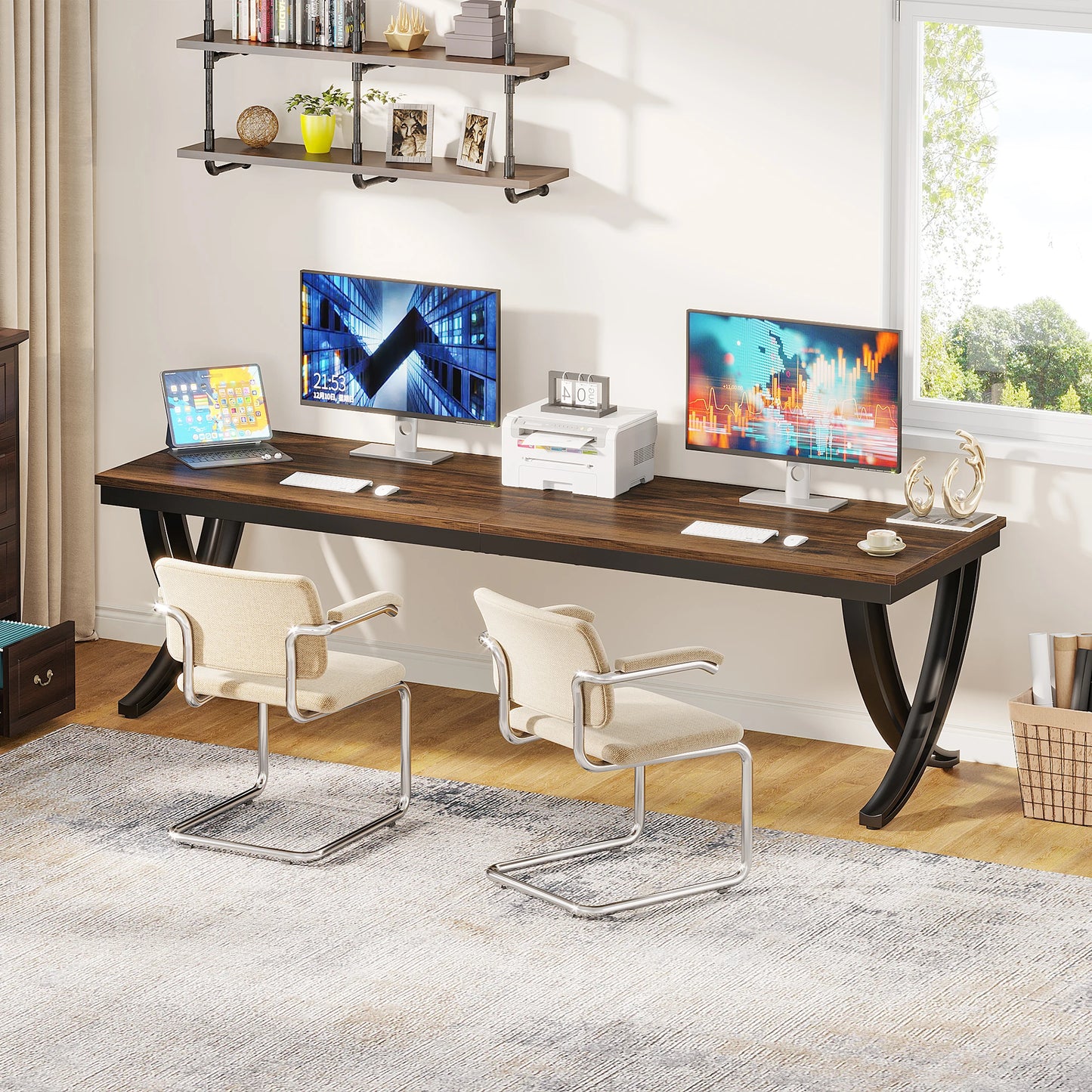 MonoWood 2-Person Home Office Desk,78.7-Inch Extra Long Desk,Large Double Computer Desk for Home Office, Work Desk