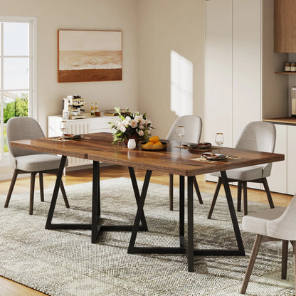 MonoWood Square Dining Table for 4, 31.5" Industrial Dinner Table with Metal Base, Wood Kitchen Table for Dining Room
