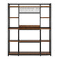 MonoWood Large Bakers Rack, 55" Wide Kitchen Hutch Cabinet Microwave Stand with 11 Hooks, 5-Tier Baker’s Rack Kitchen Shelf
