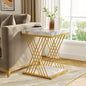 MonoWood Square Side Table White Gold Side Table, 2-Tier End Table Modern Bedside Table Small Side Table