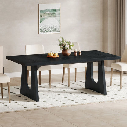 MonoWood Large Dining Table for 6-8 People, 70.9-Inch Wood Rustic Rectangular Table with Black Wooden Legs