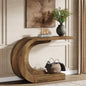 MonoWood 43.3" Mid-Century Modern Console Table for Entryway, Wood C-Shaped Hallway Entry Accent Table for Living Room