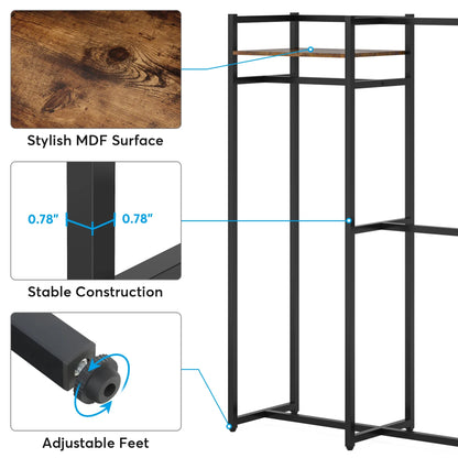 MonoWood Free Standing Closet Organizer with Hanging Rods,Clothes Rack with Storage Shelves, Large Size Storage Rack