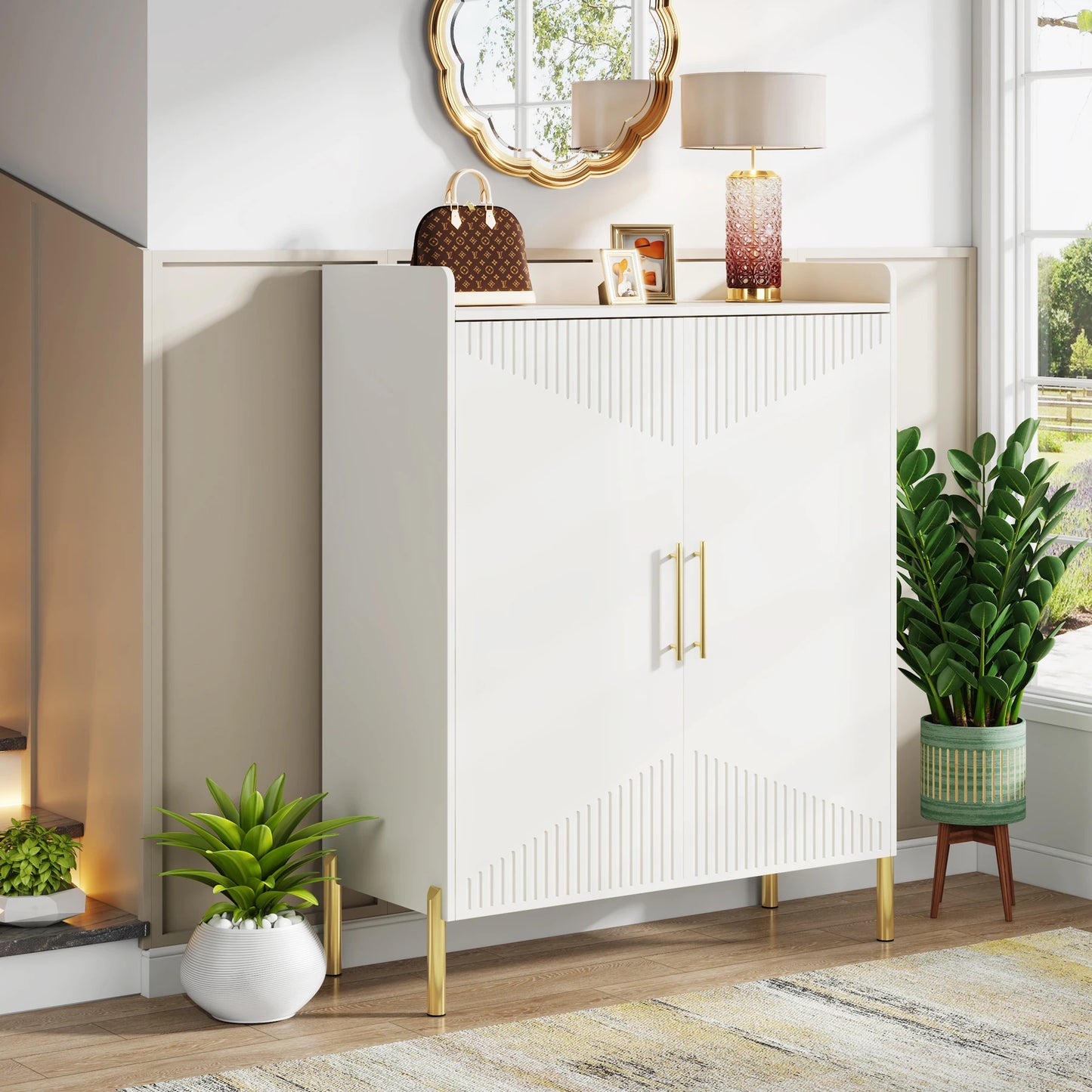 MonoWood Large Shoe Cabinet, 30 Pairs Entryway Shoe Storage Cabinet with Doors and Shelves, 6-Tier Modern Shoes Rack Organizer