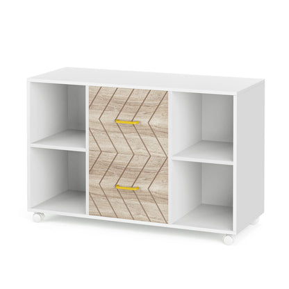 MonoWood 2 Drawer File Cabinet, Mobile Lateral Filing Cabinet for Letter Size, Printer Stand with Shelves and Rolling Wheels