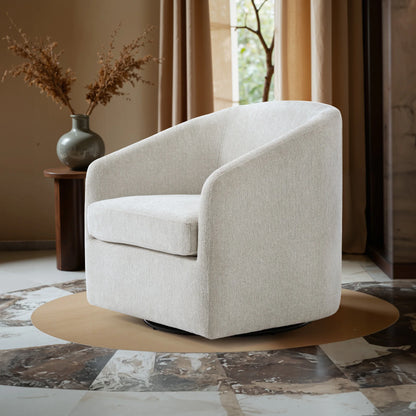 MonoWood 360° Swivel Accent Chairs, Round Chenille Barrel Chairs with Removable Seat Cushion, Modern Upholstered Armchair
