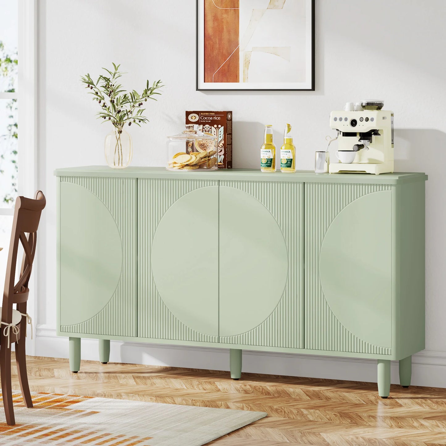 MonoWood Buffet Cabinet Sideboard with Storage, Modern Storage Cabinet Sideboard Buffet Table with Doors for Living Room