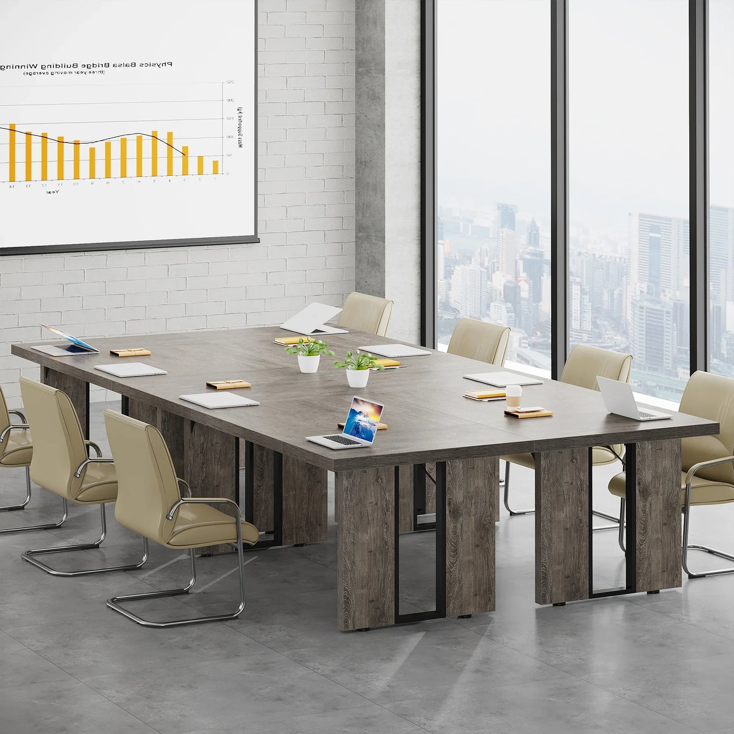 MonoWood 6FT Conference Table, 70.9" L x 31.5" W Meeting Table for 6, Rectangular Seminar Table Boardroom Table