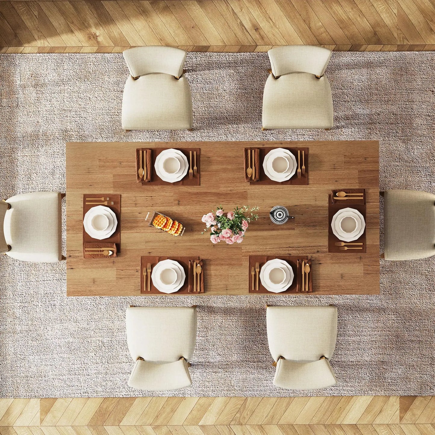 MonoWood 63-inch Dining Table for 4-6, Farmhouse Kitchen Table with Large Tabletop, Rectangular Dinner Eating Table for Dining