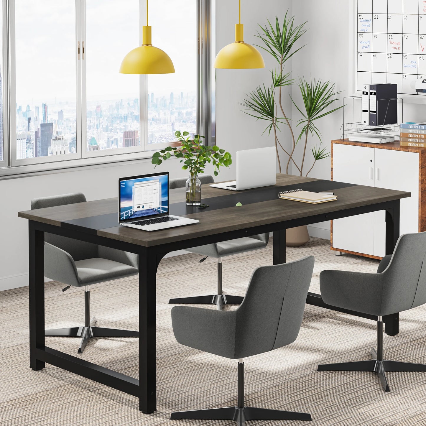 MonoWood 63” Executive Desk, Large Office Computer Desk with Thicken Frame, Modern Simple Workstation Business Furniture