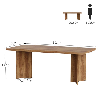 MonoWood 63-inch Executive Desk, Vintage Home Office Computer Desk with Large Tabletop, Farmhouse Wood Writing Conference Tabl