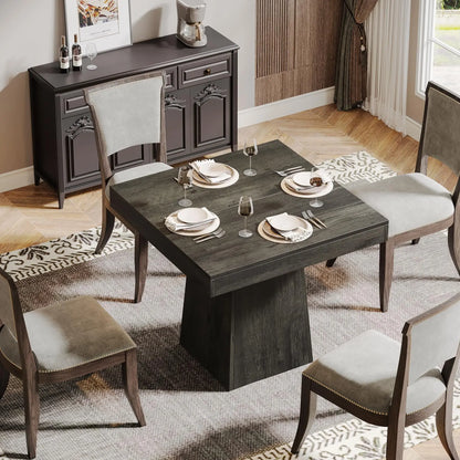 MonoWood Square Dining Table for 4, 31.5-Inch Kitchen Table Small Dinner Table with Sturdy Pedestal Base, Farmhouse Dining Roo