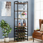 MonoWood 20 Bottle Wine Bakers Rack, 9 Tier Freestanding Wine Rack with Glass Holder and Storage Shelves