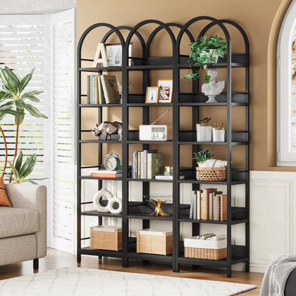 MonoWood 6-Tier Open Bookshelf, 78.7" Tall Arched Bookcase Narrow Bookshelf, Freestanding Corner Bookcase Display Shelves