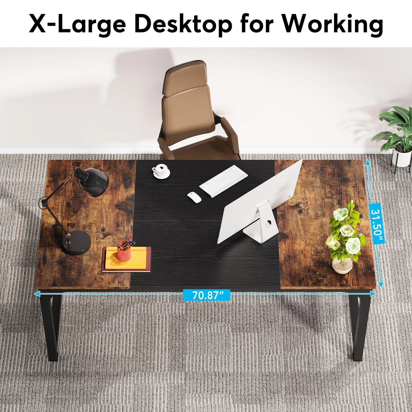 MonoWood Modern Computer Desk Large Office Desk Computer Table Study Writing Desk Workstation for Home Office