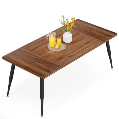 MonoWood 6FT Conference Table, Rectangular Meeting Room Tables, Modern Industrial Seminar Table Boardroom Desk with Metal Legs