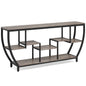 MonoWood 70.9 Inch Long Sofa Table with Shelves, Rustic Console Table with Storage, Industrial Entryway Table TV Stand