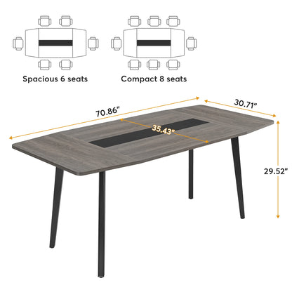 MonoWood Dining Table for 6-8 People, 70.8 Inches Industrial Kitchen Table with Metal Legs, Large Wood Dining Room Table