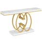 MonoWood 55 Inch Console Table for Hallway, Faux Marble Gold Entryway Table with Geometric Metal Base, Modern Sofa Table