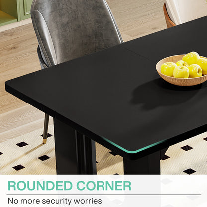 MonoWood Modern Dining Table for 6 People, 71" Large Kitchen Dining Table with Wood Pedestal Base, Rectangular Dinner Table