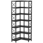 MonoWood 7-Shelf Corner Bookshelf,Large Modern Corner Bookcase, 7-Tier Tall Corner Shelf Storage Display Rack with Metal Frame