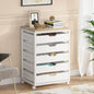 MonoWood 5-Drawer File Cabinet, Wood Mobile Storage Drawer Unit, Industrial Office Cabinet with Drawers & Wheels